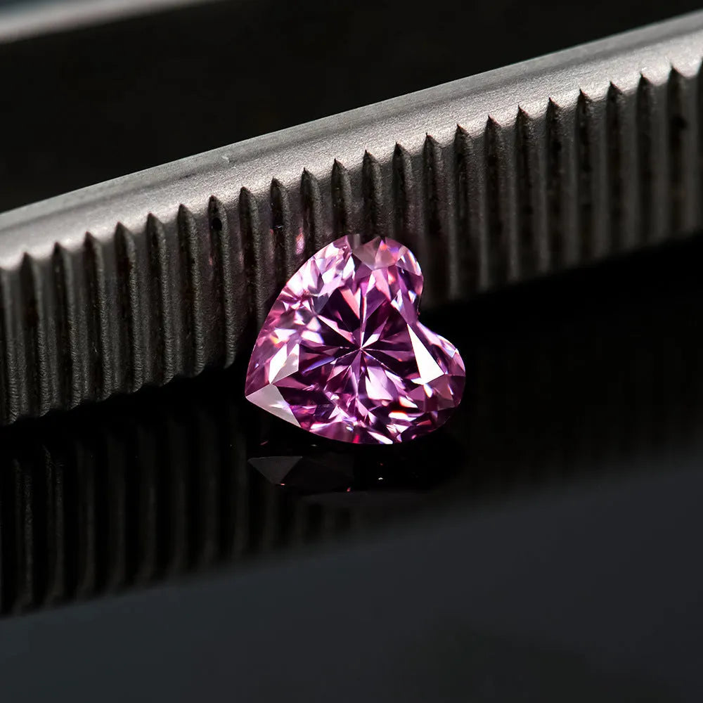 Heart-shaped lemon cut moissanite stone in six colours for jewellery making