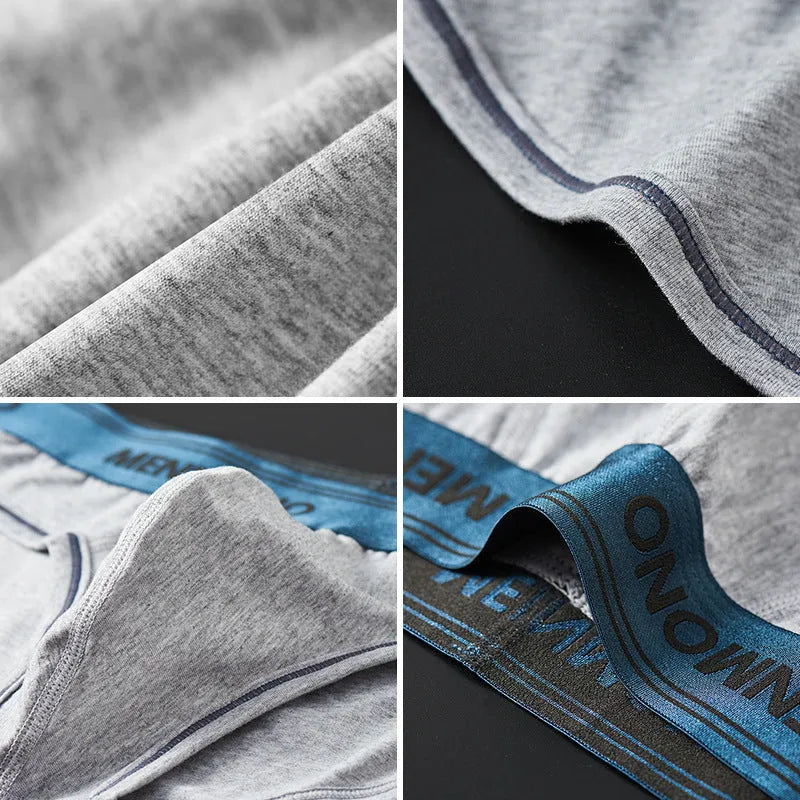 Men's low waist cotton briefs showing solid colour block design in various two-tone combinations.