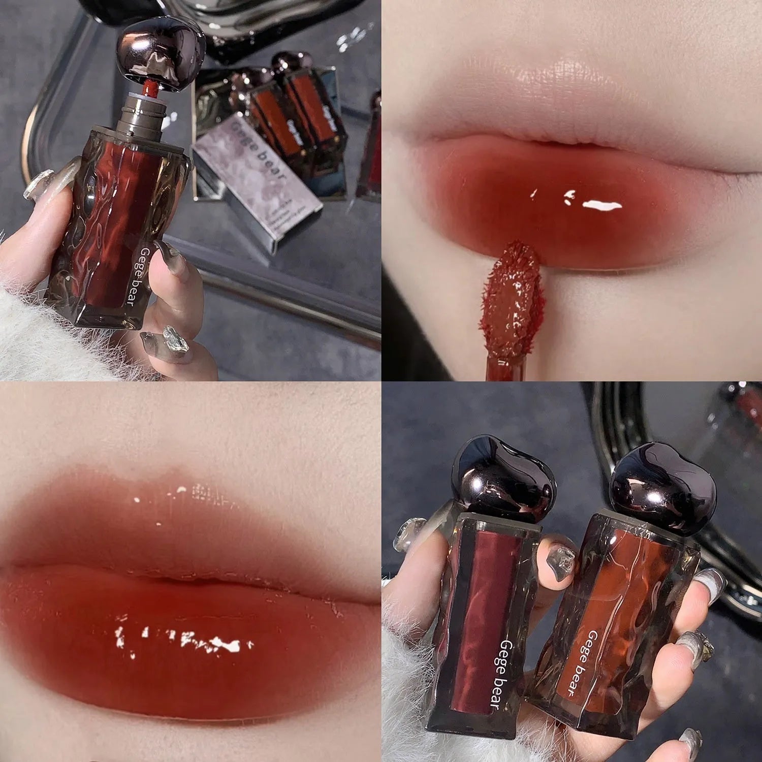 Glacier Lava Lip Lacquer water light mirror makeup lip gloss showing reflective finish