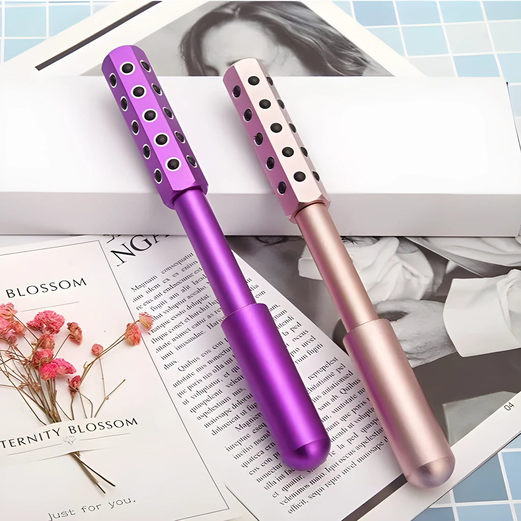 Purple germanium particles roller massage instrument for facial and eye beauty treatment