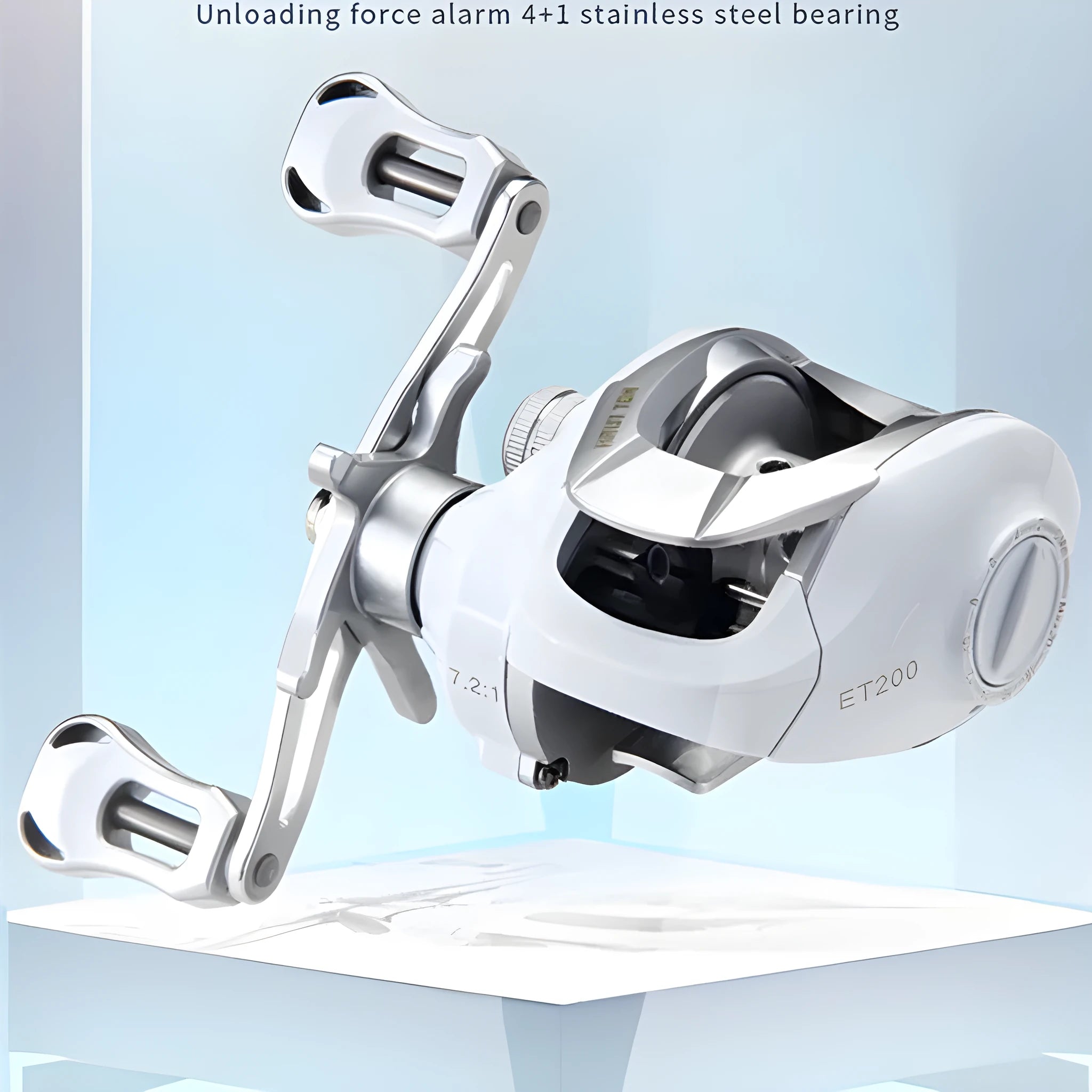 White micro bait casting fishing reel for ET drop wheel systems