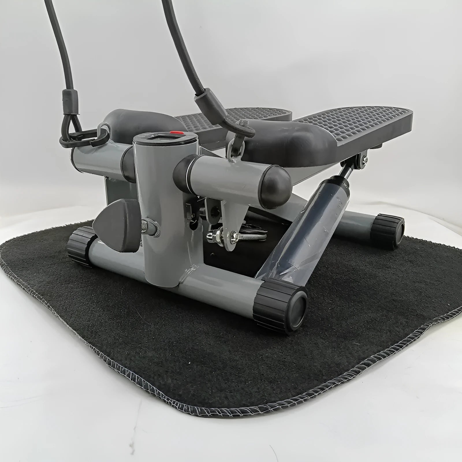Silver grey hydraulic mini treadmill with pedalling machine for waist slimming and home fitness