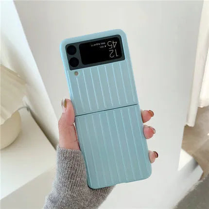 Samsung Z Flip3 ultra-thin flip phone case in seven colour options showing front and back coverage