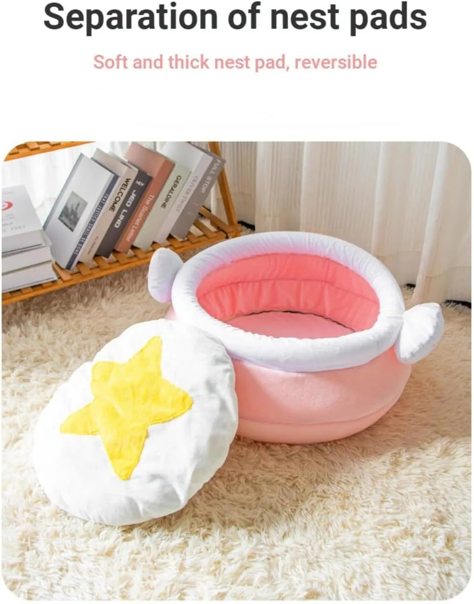 Pink honey pot shaped cat sofa bed with removable pad for small pets