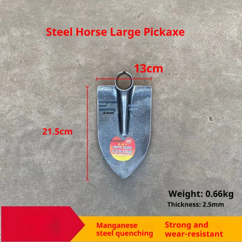 Agricultural pointed hoe with manganese steel head and flat hoe design for weeding and soil preparation