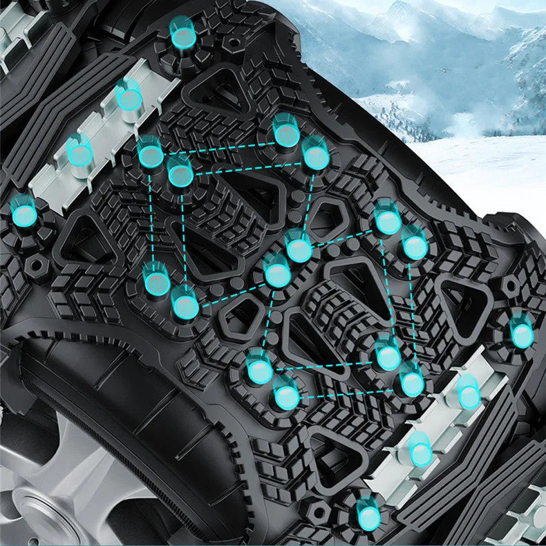 Universal black and yellow steel plate anti-skid tyre chain set with tools for car and SUV