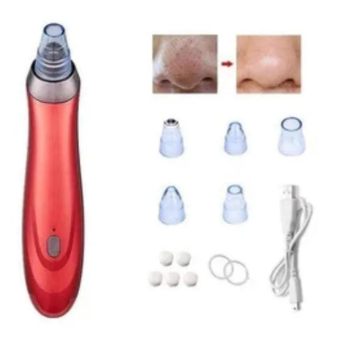 Electric blackhead removal device with multiple nozzle attachments for facial pore cleaning