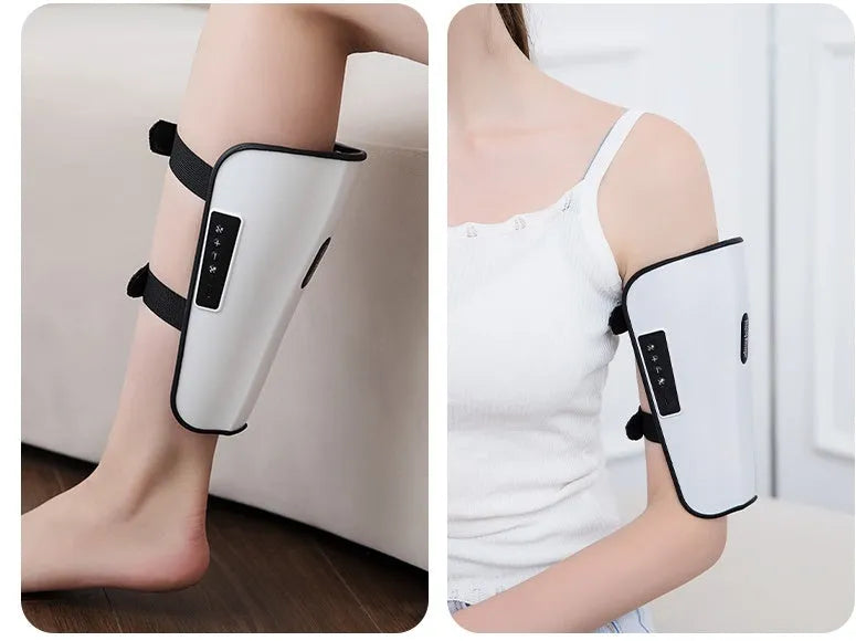 White plastic pulse calf massager with infrared physiotherapy and electrotherapy functions