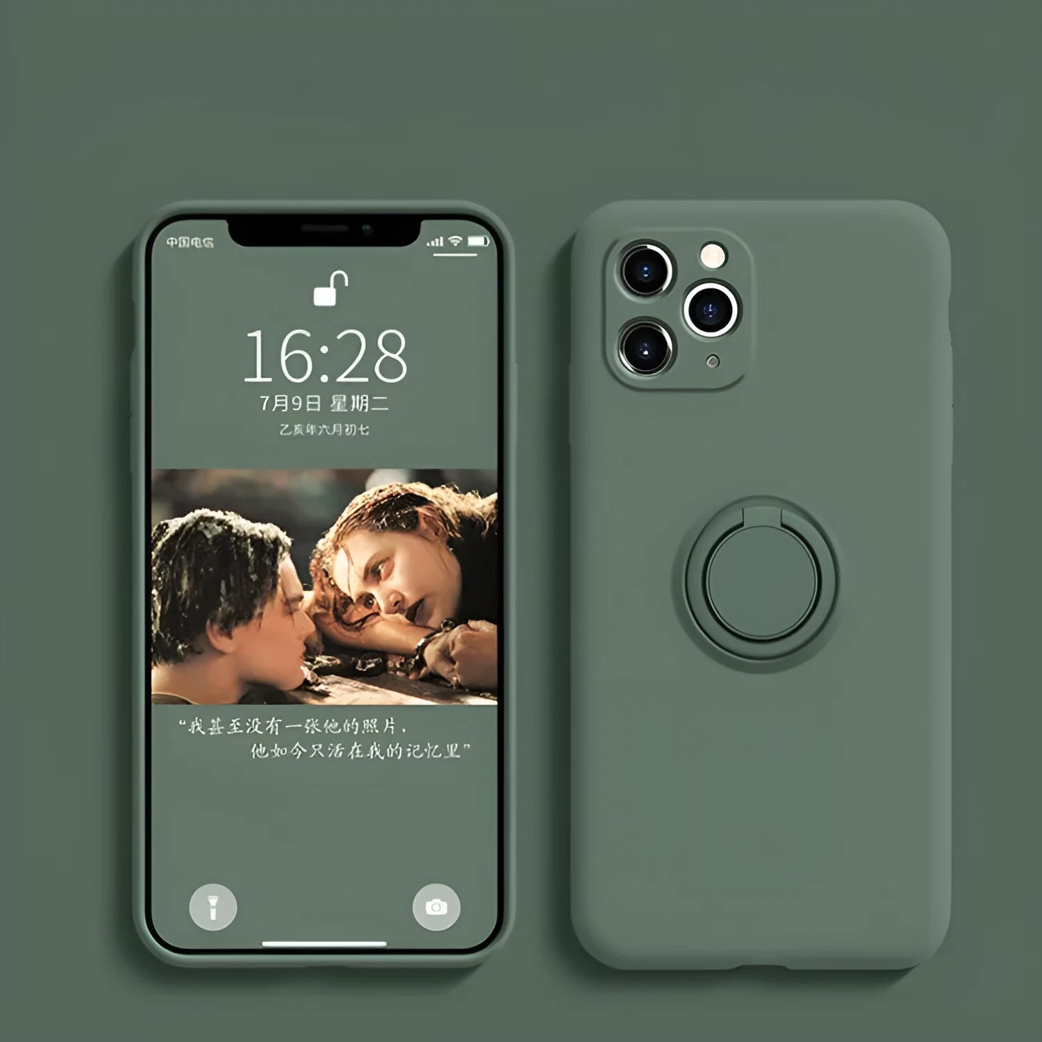 Liquid silicone phone case with a flip-out bracket for Apple iPhone 12, shown in a choice of colours.