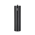 Black aluminium alloy portable power bank with a carry handle showing size of 12.5cm
