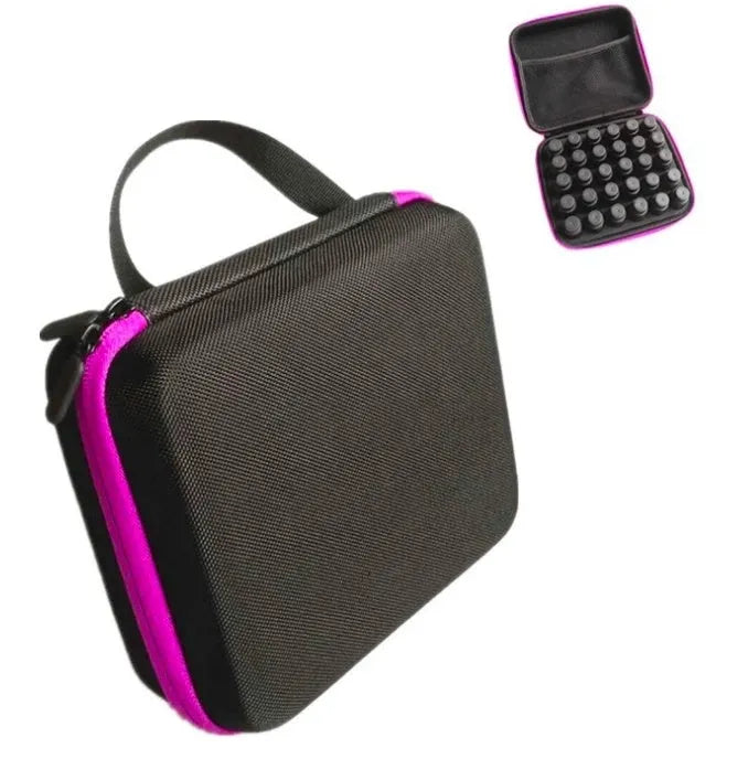 Cube-shaped essential oil storage bag with 30 compartments for 15ml bottles, wall-mounted design in various colours