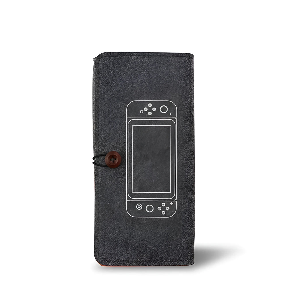 Black felt protective pouch case for Nintendo Switch with game cartridge slots