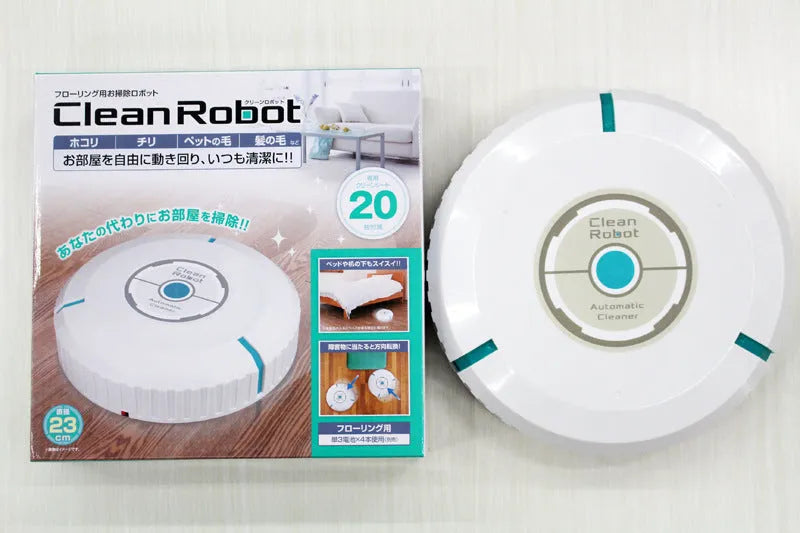AC robot vacuum cleaner in black or white on wooden floor