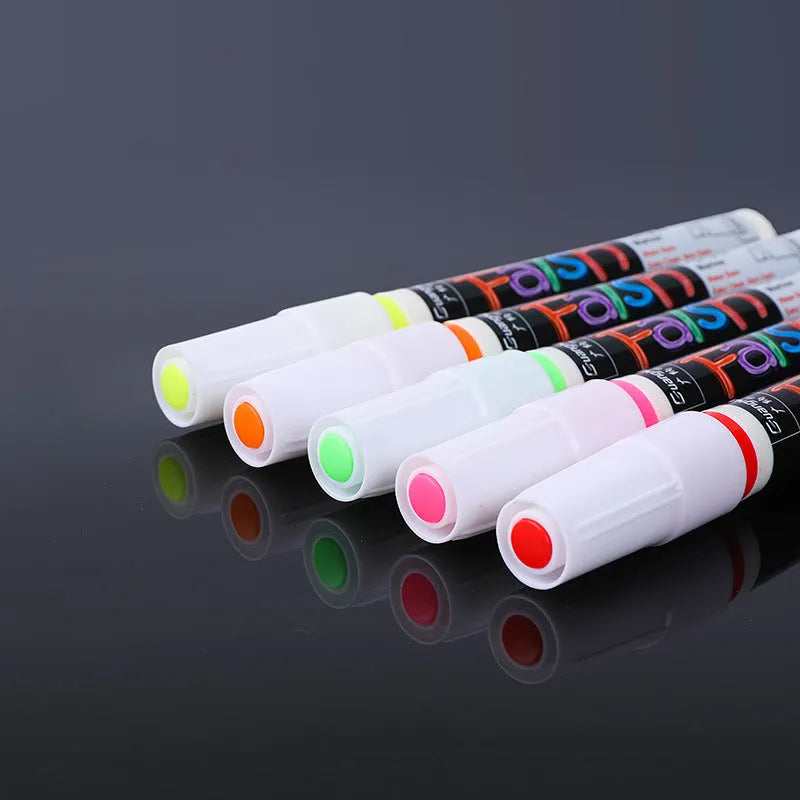 Electronic fluorescent board highlighter pen with 6mm oblique tip showing pressure valve design for whiteboard use