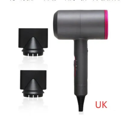 Professional black hotel hair dryer with long cable and worldwide voltage plug options
