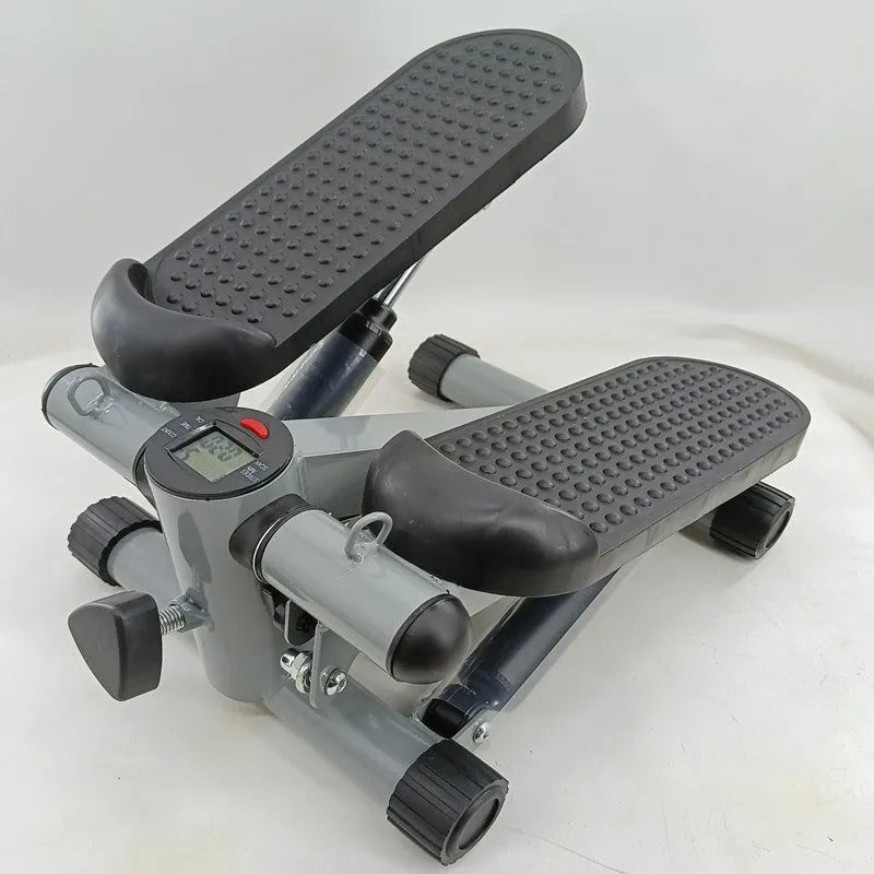 Silver grey hydraulic mini treadmill with pedalling machine for waist slimming and home fitness