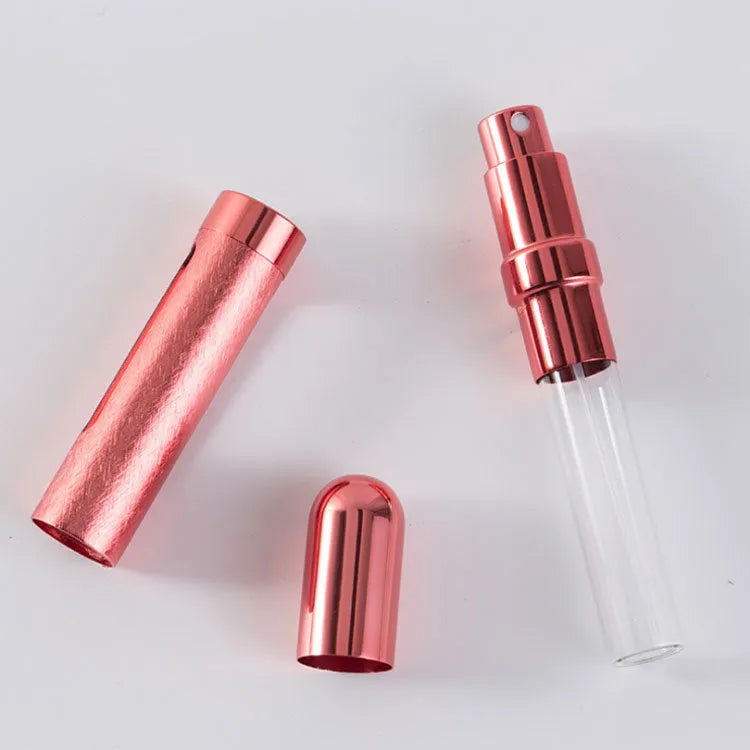 Slender 12ml aluminium portable perfume bottle with glass liner in choice of six colours.