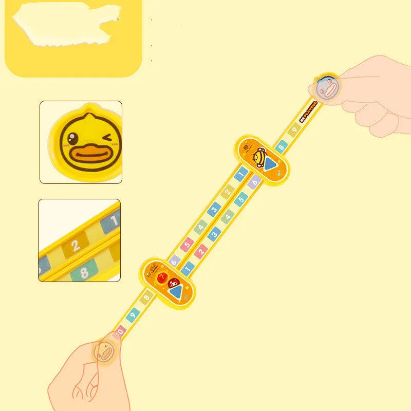 Bright yellow children's plastic ruler with cartoon digital design for educational maths learning