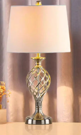 Modern alloy bedside lamp with touch controls and USB charging port