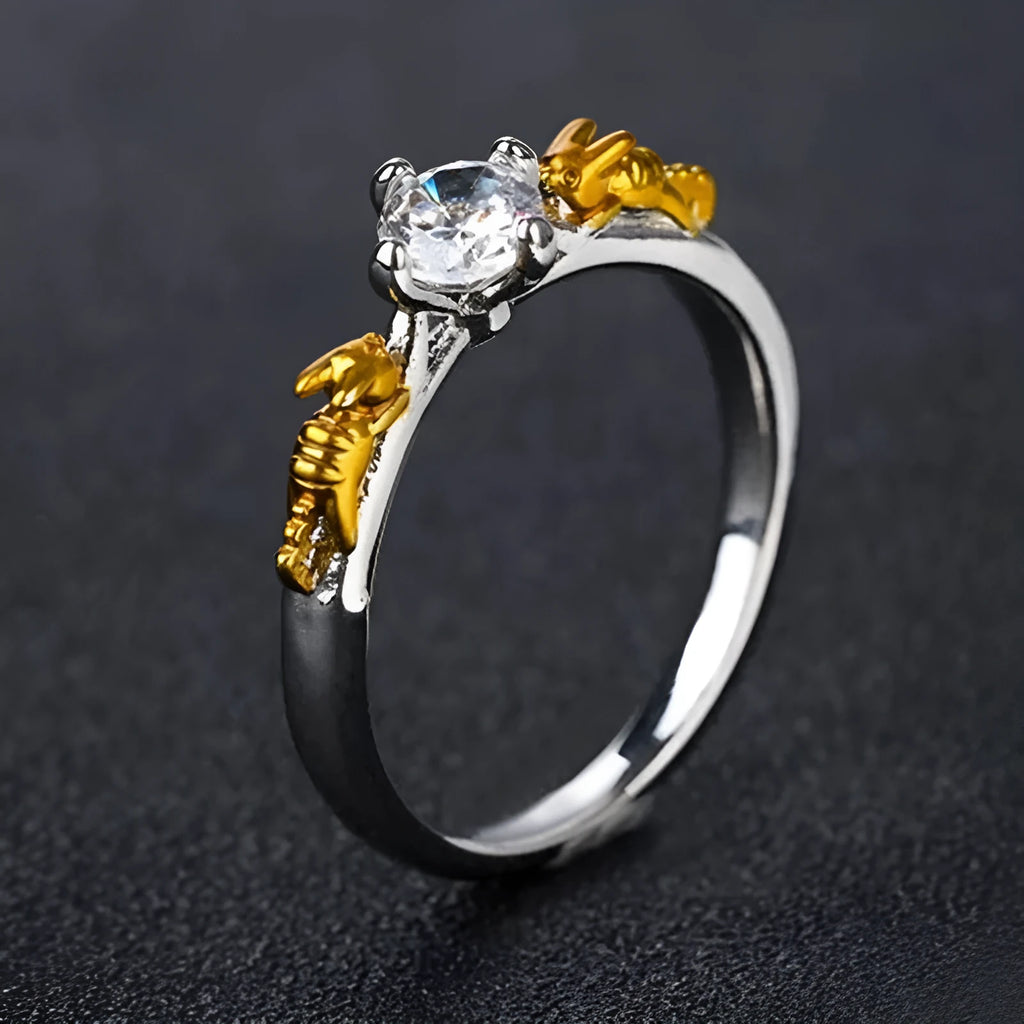 Crown modelling crystal ring in black gold colour on copper for cosplay jewellery