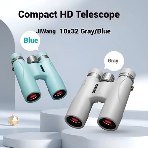 10x32 binoculars with wine red film imaging in blue colour showing compact design