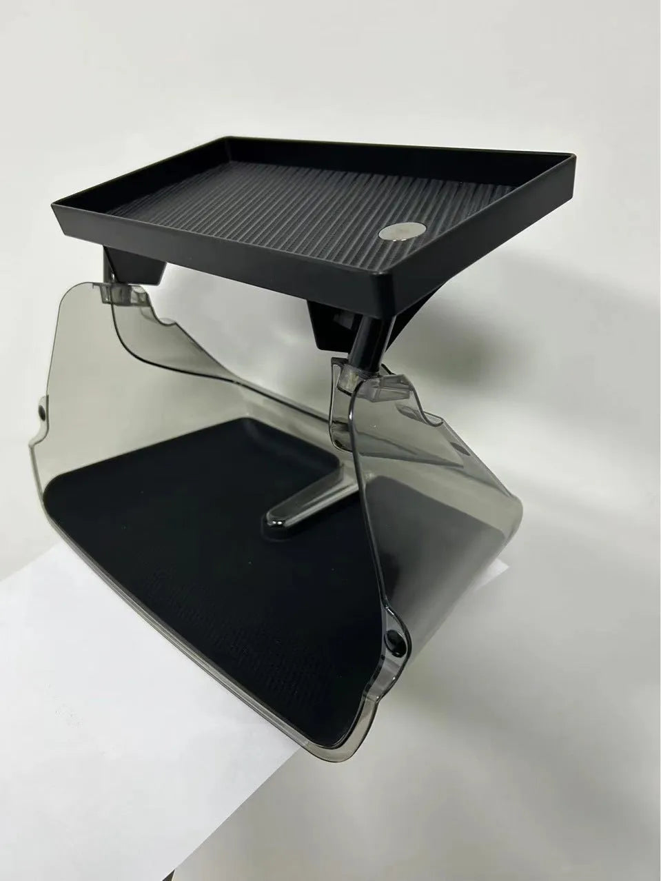 Tesla Model 3 and Y under-screen storage organiser box with ETC card slot in black ABS plastic