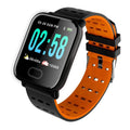 A6 smart bracelet with colour screen on wrist showing fitness data, silicone strap in choice of colours