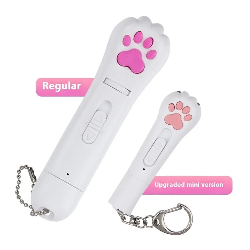 Infrared cat teasing stick with laser patterns, moon-light lamp and pet footprints design in plastic