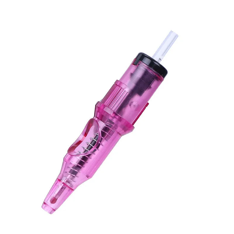 Tattoo integrated needle drawing tool with ballpoint pen mechanism in multiple colour options