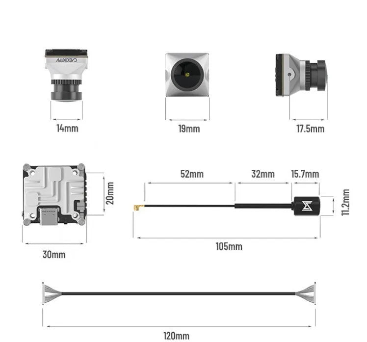 Silver Caddx ADAPTS digital video transmitter kit for DJI FPV drones with screws and cables.