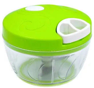 Green manual kitchen chopper with three stainless steel blades and 500ml container