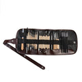 27-piece brown pottery clay tool set with wood, steel, and plastic tools in an OPP storage bag