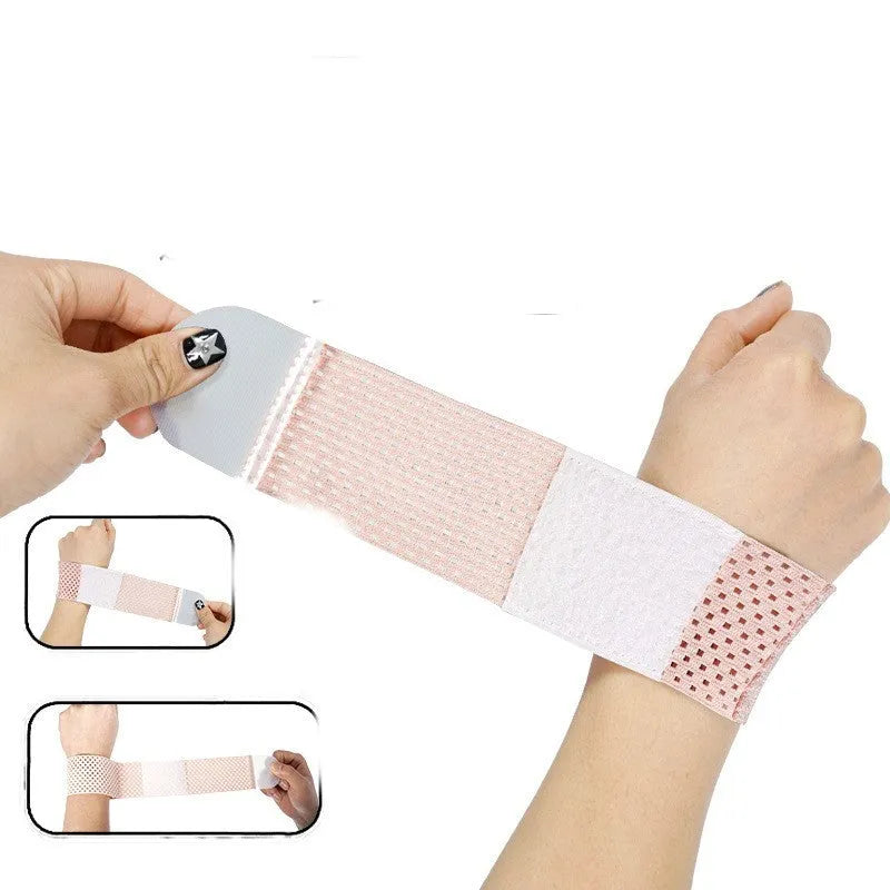 Elasticated athletic wristguard in black, grey or pink colour with breathable construction