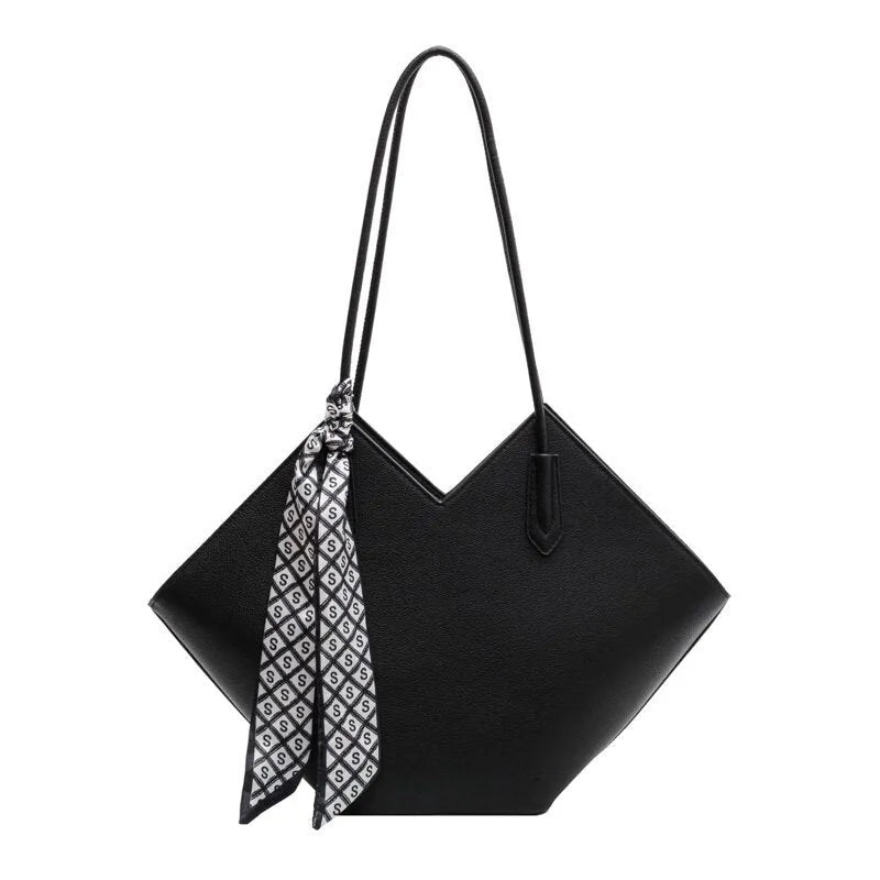 Women's large capacity PU shoulder bag in horizontal square suitcase design with sandwich pocket