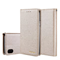 PU leather flip phone case for Apple iPhone with a built-in card slot in black.