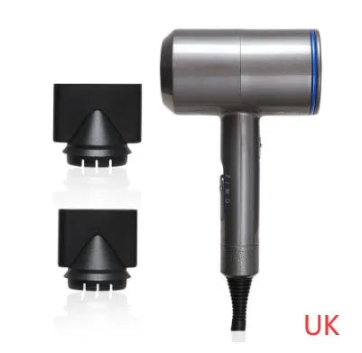 Professional black hotel hair dryer with long cable and worldwide voltage plug options