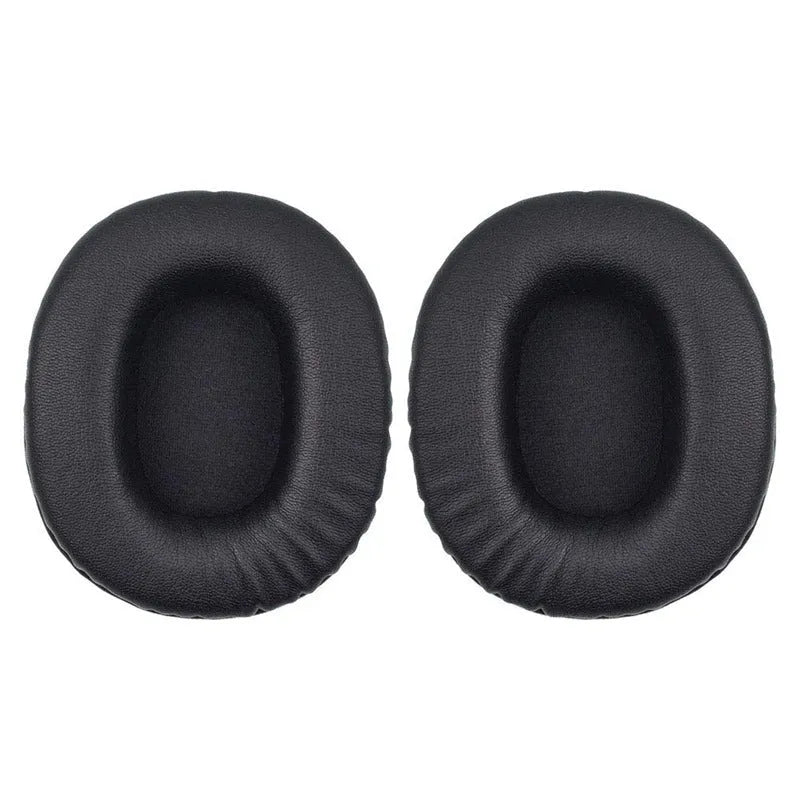 A pair of black soft PU leather replacement earpads for Sony 1R headphones.