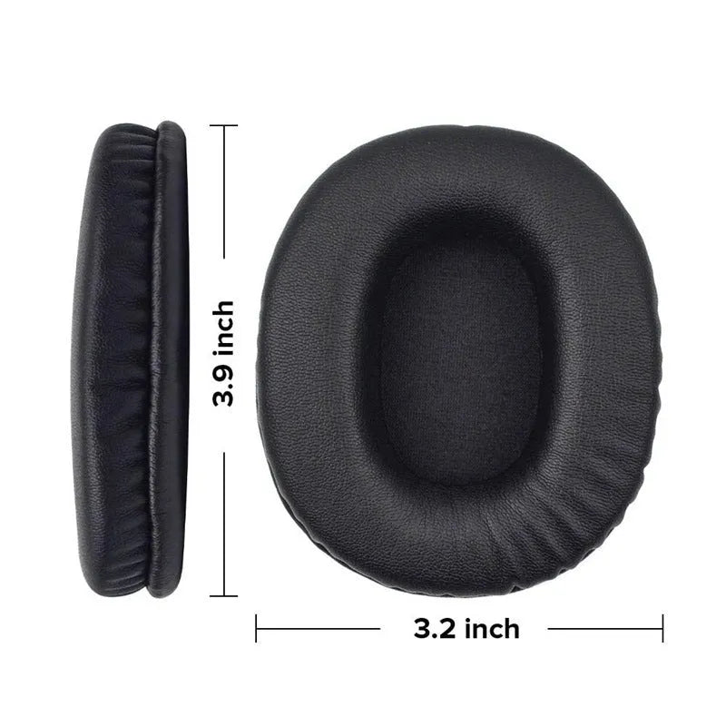 A pair of black soft PU leather replacement earpads for Sony 1R headphones.
