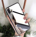 Black iPhone case with front mirror compatible with iPhone X, iPhone 7, and iPhone 8 Plus models