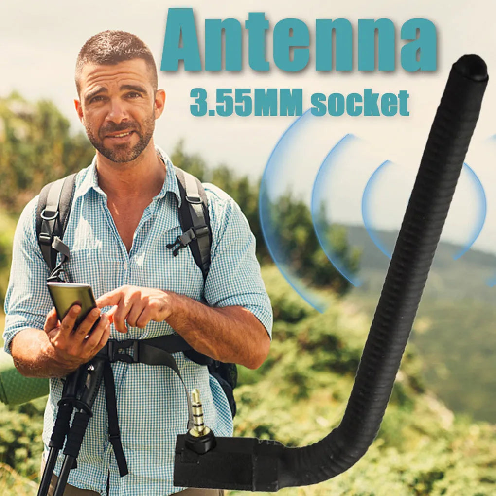 Compact rectangular mobile phone signal booster antenna with an adsorption mount on the back.