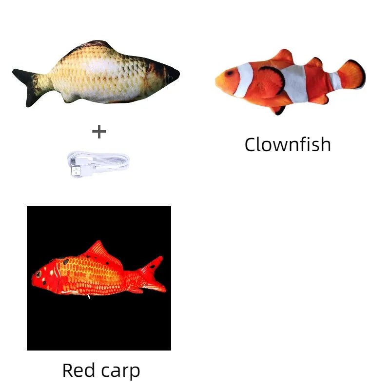 Electronic jumping fish simulation cat toy without catnip, 30cm multicolour PP material