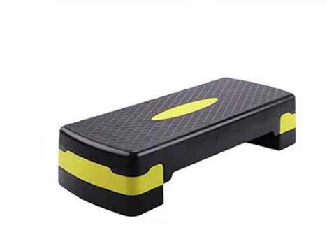 Grey ABS plastic aerobics step platform for home fitness workouts, showing 68cm length.
