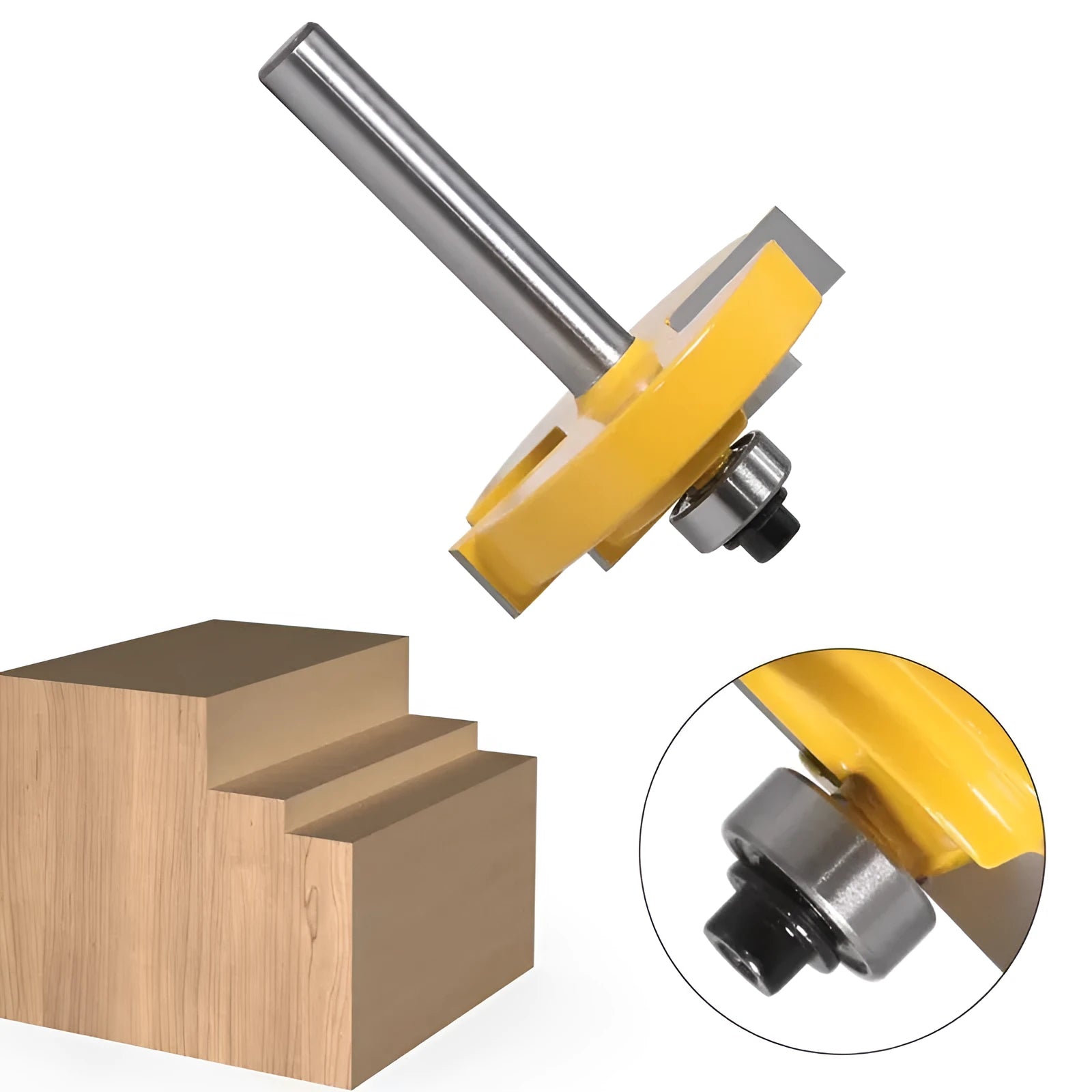 Carbide door and window step knife with 8mm round shank and 12.7mm blade for router.
