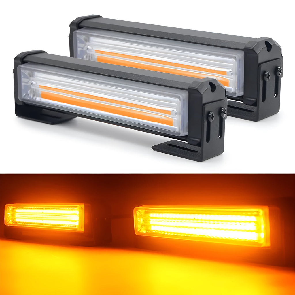 Yellow 160mm diameter vehicle warning light with COB LED and aluminium alloy housing