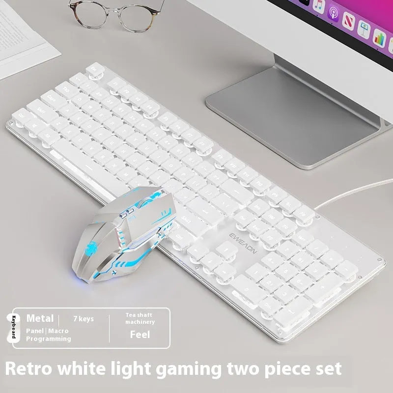 Wired mute mechanical-feel keyboard with backlighting in ABS casing, 44 cm length