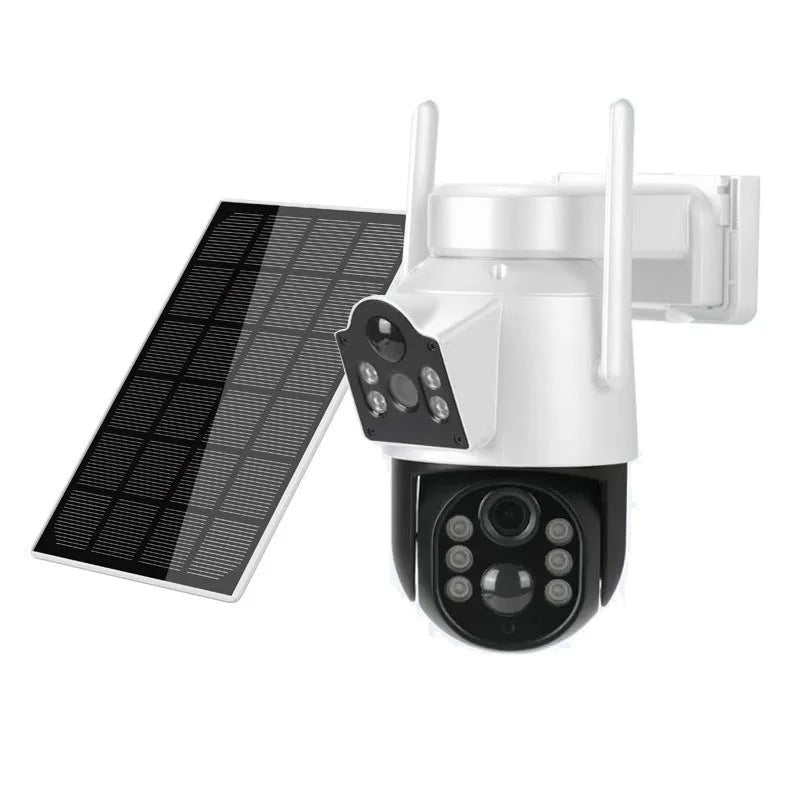 Outdoor solar wireless wifi security camera with solar panel in black colour option