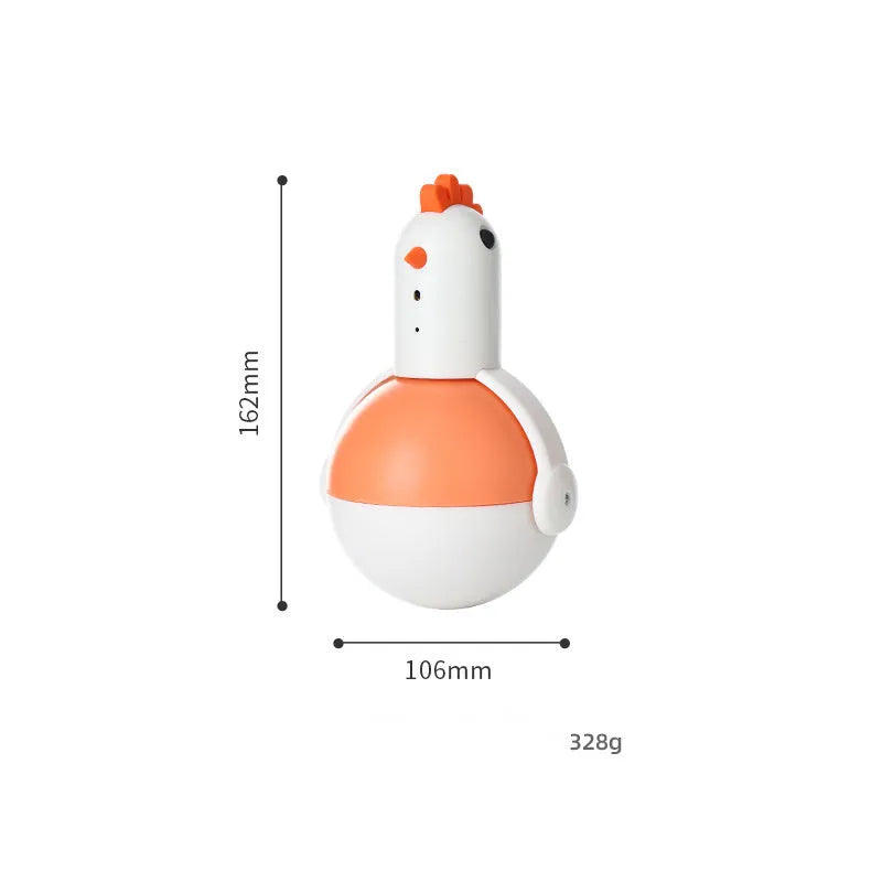 Green electric chicken-shaped cat toy with laser light and automatic sensor for interactive play