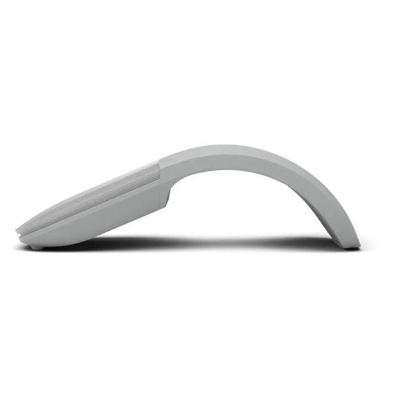 Folded black Bluetooth wireless mouse showing compact 131.2mm length and touch control surface