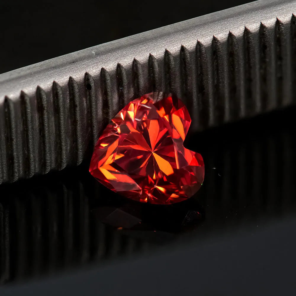 Heart-shaped lemon cut moissanite stone in six colours for jewellery making