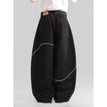 Black straight-leg men's trousers with a mid waist and zip fly, made from micro-elastic denim.